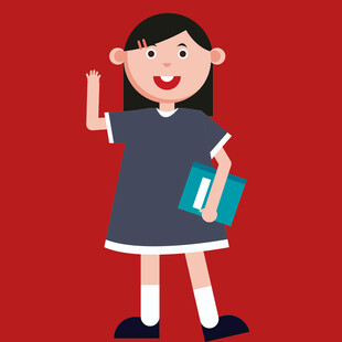 举手发言的可爱女学生