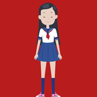 穿校服的可爱女孩