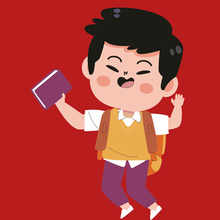 快乐上学的小男孩