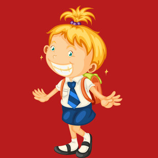 快乐小女孩穿校服张开双臂
