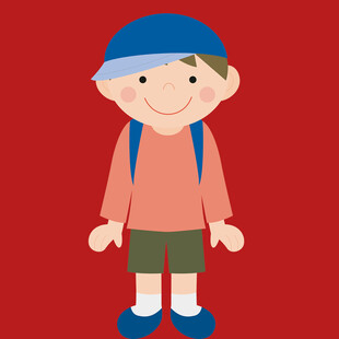 背着书包的小男孩