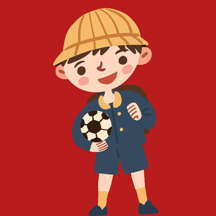 戴帽男孩手持足球