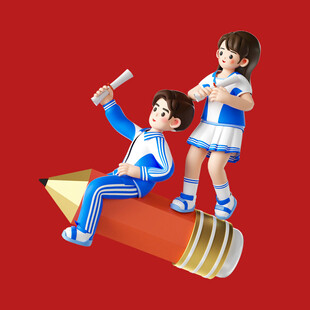 铅笔上的校园欢乐时光