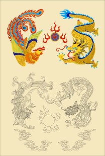 传统双龙头图案设计素材
