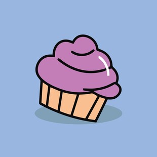 紫色纸杯蛋糕插画