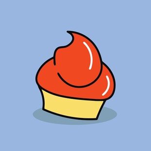 卡通红色纸杯蛋糕插画