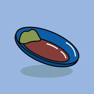 蓝色碗中的红绿食物