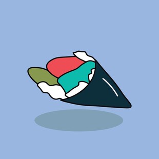 卡通风格美味寿司插画