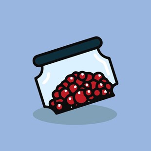 倾斜罐子里的红色果实