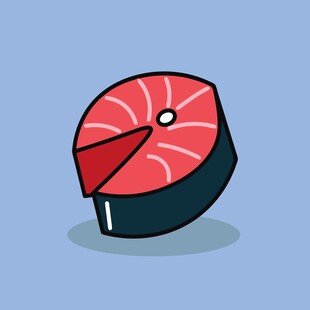 卡通风格的美味金枪鱼肉块