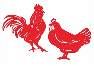 剪纸公鸡母鸡图案