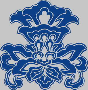传统蓝白花卉纹样图案