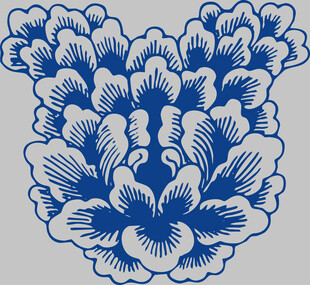 蓝白牡丹花纹图案