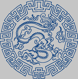 传统蓝白麒麟纹中式图案