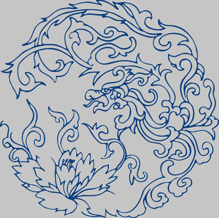 中式传统龙纹圆形图案