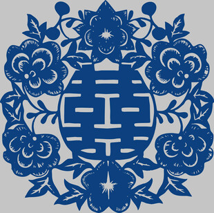 中式传统双喜剪纸图案