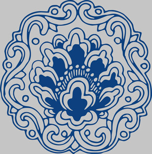 中式蓝白花卉传统纹样