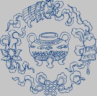 传统中式香炉与花纹图案