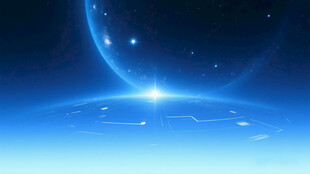 梦幻星空下的蓝色星球