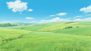广袤绿野蓝天美景