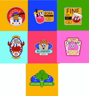 趣味卡通形象贴纸LOGO标志