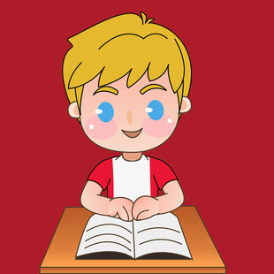 小男孩专注读书瞬间