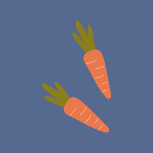 蓝色背景上的两根胡萝卜