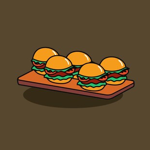 托盘上的美味汉堡