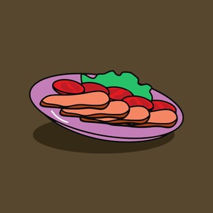 卡通风格的美味肉片摆盘