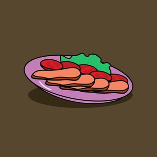 卡通风格的美味食物拼盘