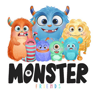 可爱怪兽卡通形象集合