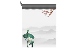 中式水墨风山水亭景图