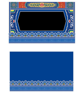 中式蓝色边框装饰图案