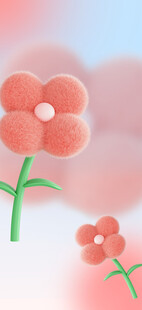 毛绒风小花手机壁纸