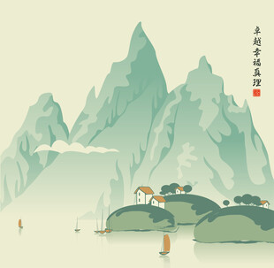 水墨山水间的诗意景致
