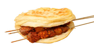 香酥肉饼夹烤肉串