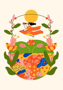 夏日田园插画风景