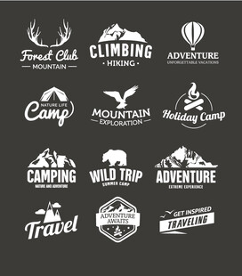 露营探险主题标志集合