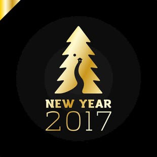 新年主题金色圣诞树