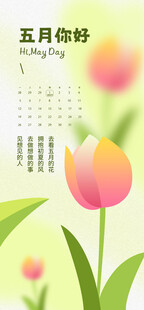 五月花卉日历插画
