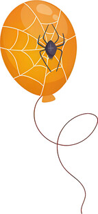 橙色气球上的蜘蛛图案