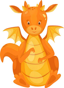 可爱橙色小龙插画