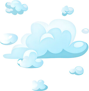 梦幻蓝色云朵插画