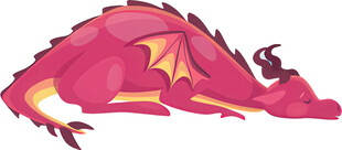 粉色卧姿奇幻龙形象