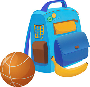 蓝色书包与篮球组合