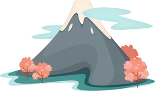 富士山旁的烂漫樱花景