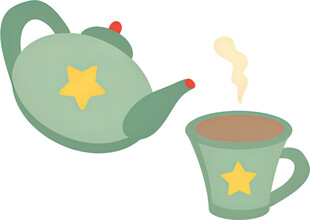 可爱星星图案茶壶与茶杯