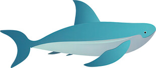 蓝色卡通鲨鱼形象