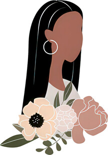 手持花束的优雅黑人女性