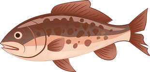 卡通风格棕色斑点鱼